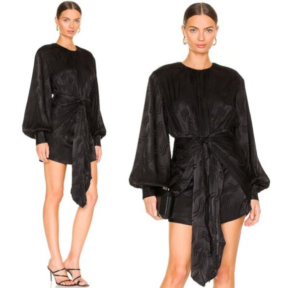 Significant OtherNEW Lila Satin Tie Front Mini Dress in Black Size 2